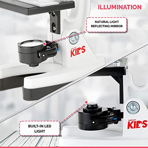 Amscope FBA_M30-ABS-K Microscopio orgánico Juego para niños con brazo de metal de 48 piezas, 120x-240x-300x-480x-600x-1200x, blanco, 33 cm x 15,2 cm x 22.9cm