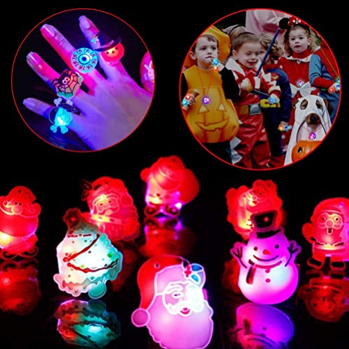 Anillo de luz LED intermitente, 50 unidades crecen en la oscuridad anillos de jalea de dibujos animados para niños y niñas, regalo de novedad para fiesta de cumpleaños bolsa de relleno de medias