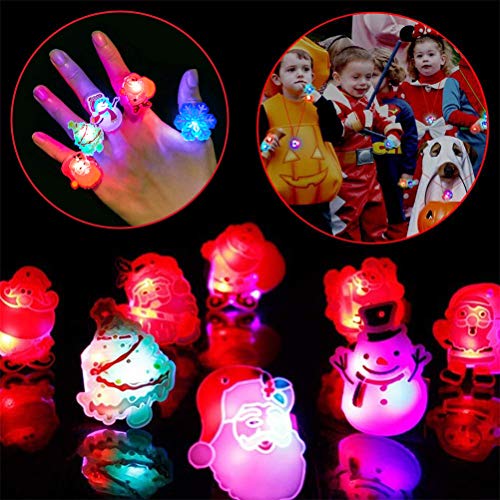 Anillo de luz LED intermitente, 50 unidades crecen en la oscuridad anillos de jalea de dibujos animados para niños y niñas, regalo de novedad para fiesta de cumpleaños bolsa de relleno de medias