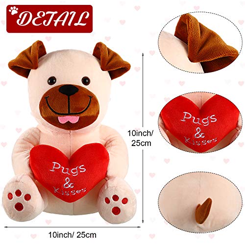 Animal Relleno de Peluche de San Valnetín Animal de Felpa de 10 Pulgadas Juguete de Peluche de Sosteniendo Corazón Rojo Suave para San Valentín, Boda, Aniversario (Perro de Corazón Amoroso)