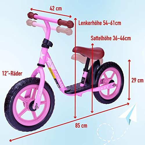 Apollo Aviator Bicicleta sin Pedales de 12 Pulgadas – Bici sin Pedales – Bicicleta de Equilibrio para Niñas y Niños – Bicicleta de Aprendizaje para Niños Pequeños