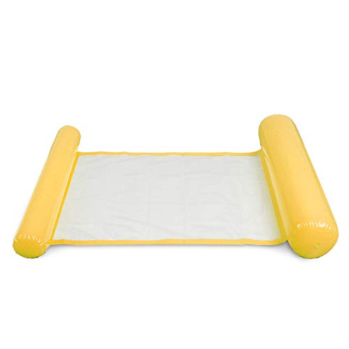 ArKone Inflable Flotante Cama Agua Hamaca Lounge Silla Cómoda Flotante Piscina Playa Flotador para Adultos - Amarillo, 130cm x 70cm