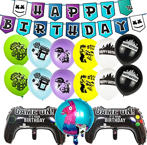 Artículos de Fiestas para Fanáticos de los Videojuegos Decoraciones para Cumpleaños de Tema de Videojuegos con Globos para Decoraciones…