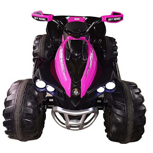 ATAA Quad eléctrico Infantil 12v - Rosa - Quad eléctrico para niños y niñas con batería 12v y Mando para Padres