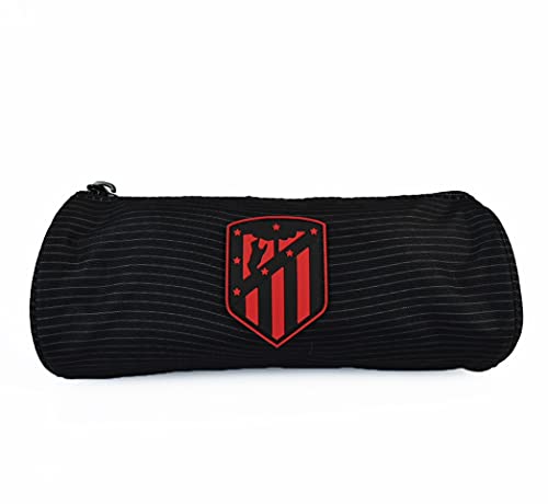 Atlético de Madrid - Estuche Redondo - 21x8,5cm - Color Negro con Escudo - Compartimento Interior - Estuche para Bolígrafos con Tiradores Metálicos (ATM00011)