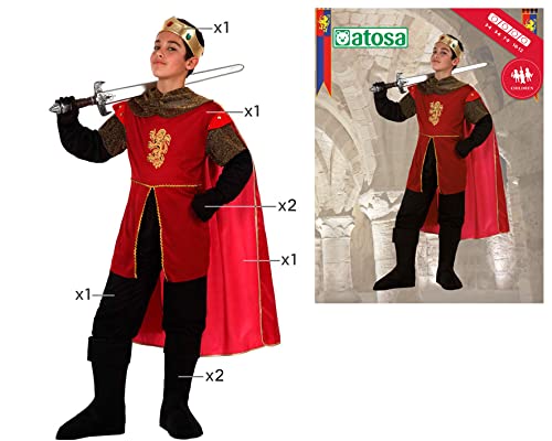 Atosa Disfraz Rey Medieval Niño Infantil Rojo 7 a 9 años