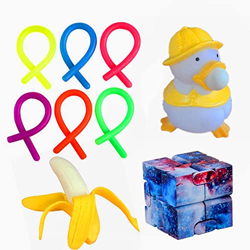 AukCherie Set De Juguetes Sensoriales,Pato Burbuja Cubo de Rubik Juego de Juguetes sensoriales antiestres, Juguete Antiestrés Sensorial de Explotar Burbujas para niños y Adultos (1)