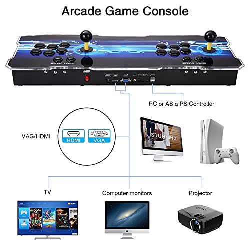 Auvusu [Juegos Clásicos 2700] Pandora's Box Retro Game Machine, Consola de Juegos Arcade con 1280 x 720 Full HD, hasta 4 Jugadores, Salida HDMI / VGA / USB, Adecuado para PC / TV / PS3