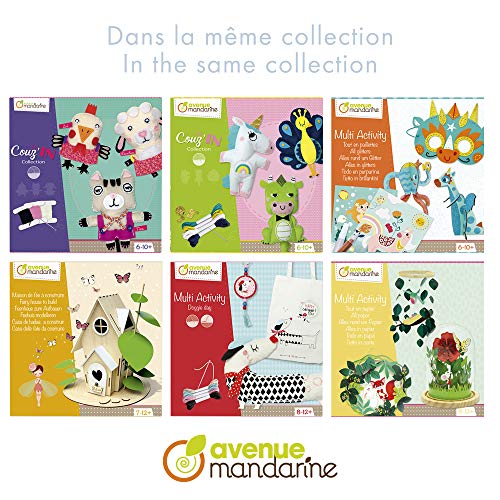 Avenue Mandarine KC085C - Un gros coffret Tout en tissu comprenant tous les composants pour un sac à coudre, un oiseau à coudre, 3 cartes à décorer, une planches de stickers, du fil et une aiguille