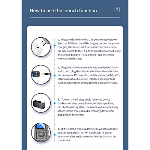 B Blesiya Adaptador Bluetooth, Adaptador Dongle USB Bluetooth 5,0, Receptor Adaptador Bluetooth 5,0 Dongle USB Hi-fi, Receptor transmisor inalámbrico Bluetooth