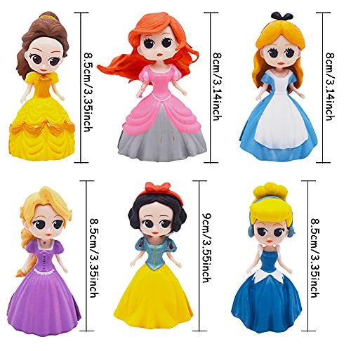 Babioms Mini figuras de princesa, DIY Adorno de torta, para decoración de habitación de niños/regalo de cumpleaños para niños/adornos de pastel de princesa