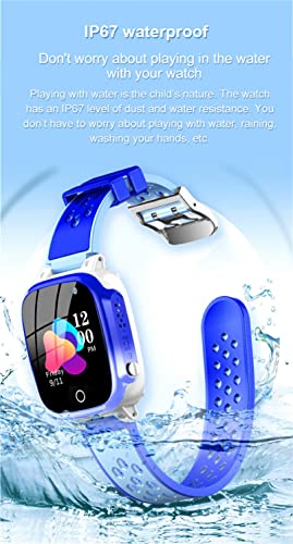 BAIDEFENG 1.44 Pulgadas Kids Smart Game Watch, IP67 Smartwatch Impermeable con 7 Rompecabezas Cámara GPS conversación de Voz de Dos vías para 3-12 años Estudiantes Niños Niños Regalo,Azul