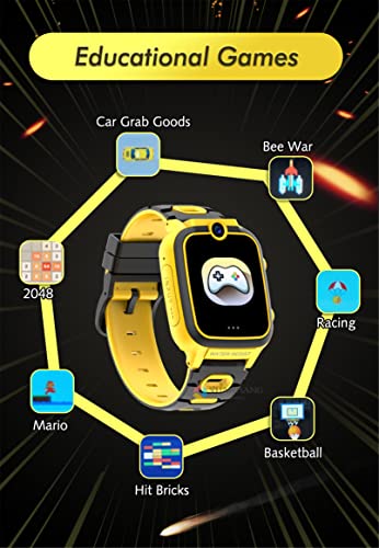 BAIDEFENG Juego de niños SmartWatch, 1.44"HD Touch Screen Smart Watch for Kids con 7 Juegos educativos Dual Video Photo Camera MP3 Player para niños de 3 a 12 años para niños,Rosado