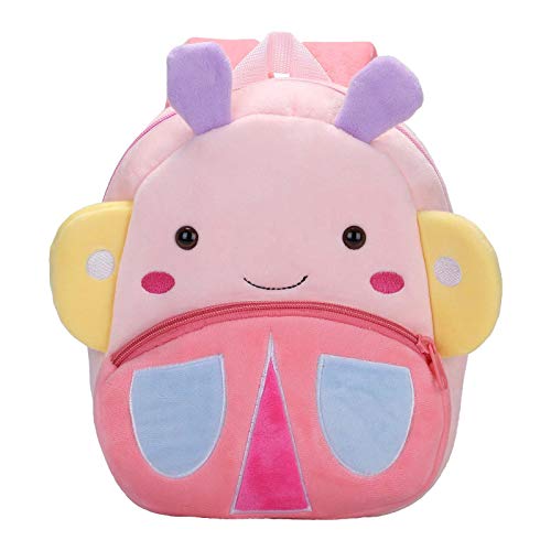 BAIGIO Mochila Infantil Kindergarten,Pequeñas Mochilas Bolsas Escolares de Dibujos Animados Animales para Niñas Primaria 3D Suave Mochila de Felpa Bebe Guarderia Preescolar para 2-4 Años (Mariposa)