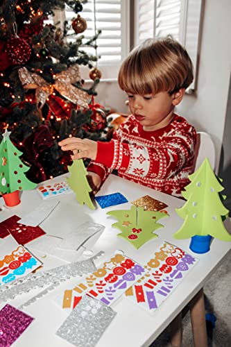 Baker Ross AR802 Kits de Árboles de Navidad, Manualidades Decorativas Navideñas para Niños, Paquete de 4