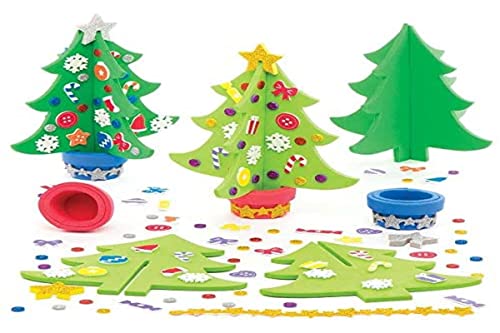 Baker Ross AR802 Kits de Árboles de Navidad, Manualidades Decorativas Navideñas para Niños, Paquete de 4