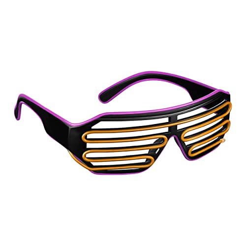 Balinco Gafas LED con 3 modos de flash – perfectas como Techno DJ | Festival | Halloween | Carnaval | como complemento para el disfraz (lila / amarillo)