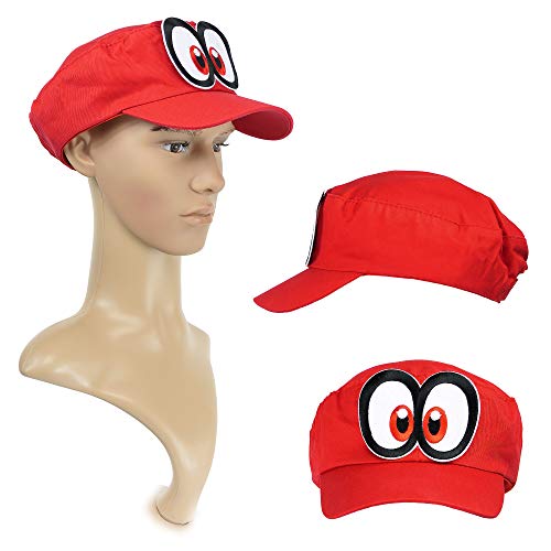 Balinco Gorra roja de Super Mario Odyssey para adultos (hombres y mujeres)- disfraces de carnaval -sombrero para hombres y mujeres