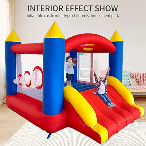 Ballsea Castillo hinchable con ventilador, cosido de material extra grueso, duradero, cama elástica hinchable para 3 a 4 niños para interior de 315 x 245 x 194 cm