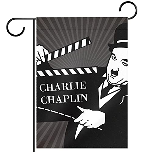 Bandera de jardín de doble cara /12x18in/ Banderas de la bandera de la casa de bienvenida de poliéster,cartel de charlie chaplin tablero de la palmada