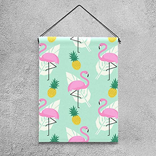 Bandera de jardín de doble cara /12x18in/ Banderas de la bandera de la casa de bienvenida de poliéster,hojas de palmera tropical flamingo