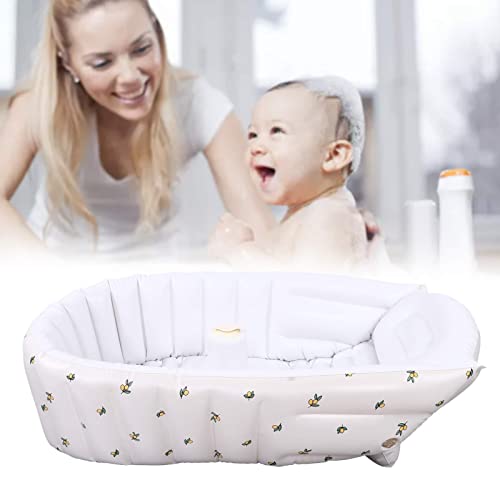 Bañera Inflable, Bañera Plegable para Bebés Portátil PVC Exquisito Espacio Grande Agradable para la Piel con Tubo de Desinflado para Sala de Estar en Casa para Viajes para Niños(Flor de olivo)