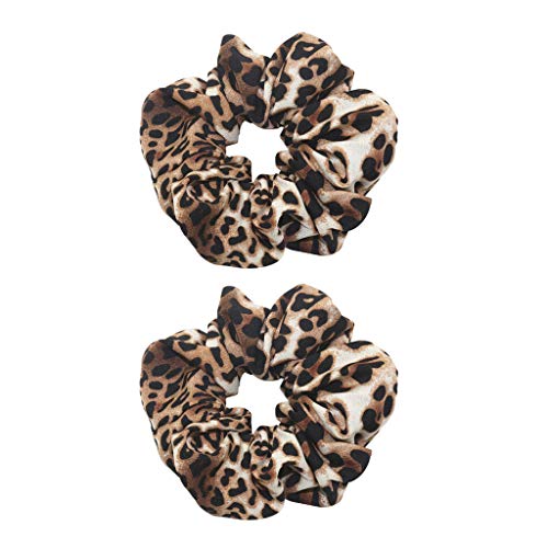 Baoblaze 2 Piezas Elegantes Scrunchies con Estampado Leopardo Banda de Lazo para Mujer Chicas Niña - Leopardo Marrón Regular