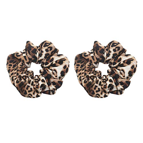 Baoblaze 2 Piezas Elegantes Scrunchies con Estampado Leopardo Banda de Lazo para Mujer Chicas Niña - Leopardo Marrón Regular