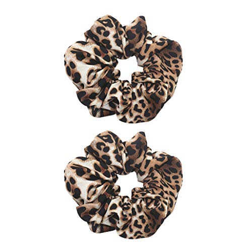 Baoblaze 2 Piezas Elegantes Scrunchies con Estampado Leopardo Banda de Lazo para Mujer Chicas Niña - Leopardo Marrón Regular