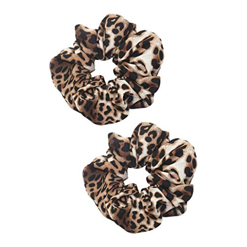 Baoblaze 2 Piezas Elegantes Scrunchies con Estampado Leopardo Banda de Lazo para Mujer Chicas Niña - Leopardo Marrón Regular