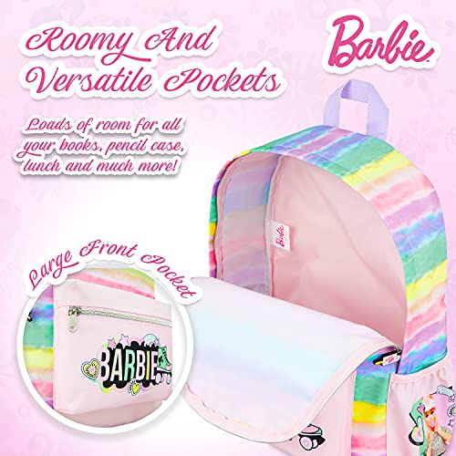 Barbie Mochilas Escolares Niña, Mochila Infantil, Material Escolar Bonito, Regalos Para Niñas y Adolescentes (Rosa Arcoíris)