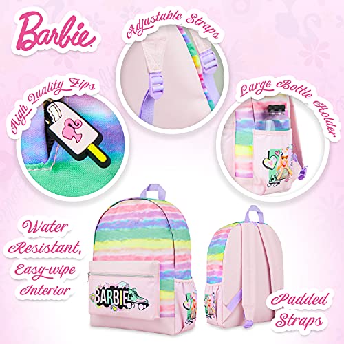 Barbie Mochilas Escolares Niña, Mochila Infantil, Material Escolar Bonito, Regalos Para Niñas y Adolescentes (Rosa Arcoíris)