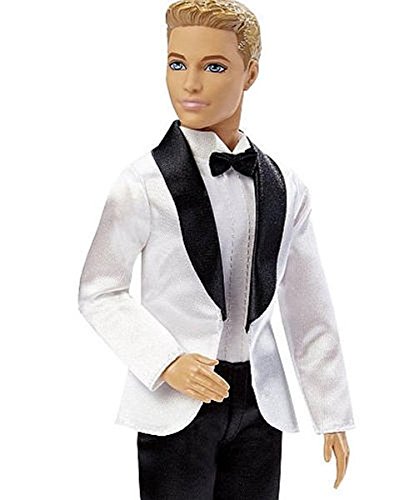 Barbie - Muñeco, Ken con Traje de Novio, Color Negro y Blanco (Mattel DHC36)