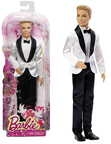 Barbie - Muñeco, Ken con Traje de Novio, Color Negro y Blanco (Mattel DHC36)