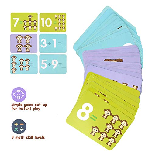 BBLIKE Juguete de Matemáticas, 65 PCS Monkey Balance Tarjetas de Matemáticas Bloque Digital Juego Educativo Juegos de Matemáticas Regalo para Niños y Niñas