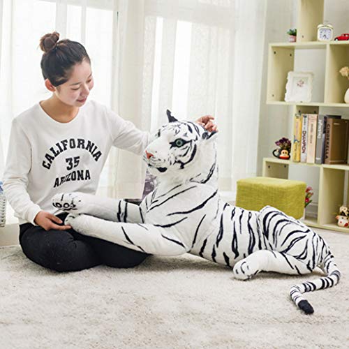 Beiyasi Creativo muñeco de Peluche Animales de Peluche realistas Tigre Muebles para el hogar niños bebé Juguete sofá Coche cojín Blanco