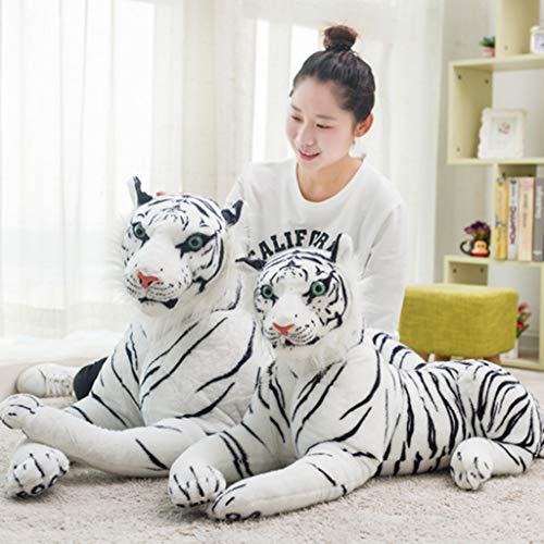 Beiyasi Creativo muñeco de Peluche Animales de Peluche realistas Tigre Muebles para el hogar niños bebé Juguete sofá Coche cojín Blanco