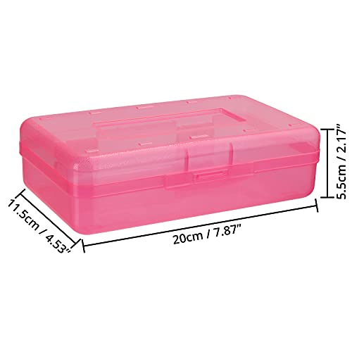 Belle Vous Organizador Lapices de Plástico (Pack de 4) 20 x 11,5 x 5,5 cm - Cajas de Plastico Apilables de Colores Variados - Cajas Organizadoras para Pinceles, Suministros Escolares, Oficina