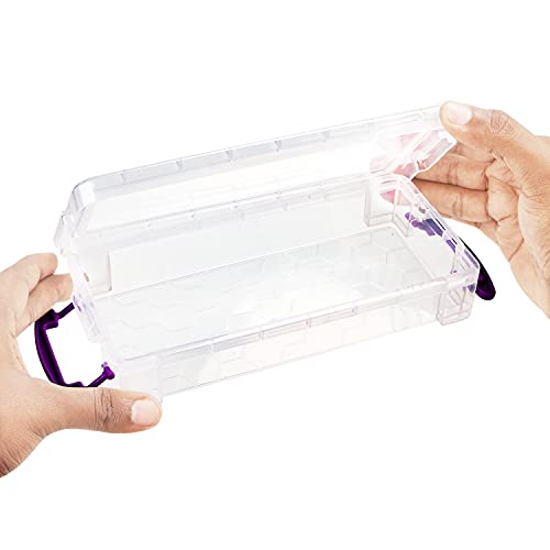 Belle Vous Organizador Lapices de Plástico (Pack de 6) 20,5 x 9,5 x 4,2 cm - Cajas de Plastico Apilables de Colores Variados - Cajas Organizadoras para Pinceles, Suministros Escolares, Oficina