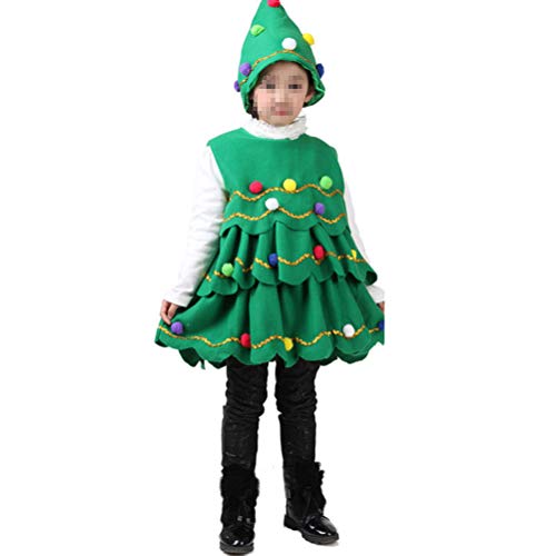 BESTOYARD Disfraz de árbol de Navidad con bola de Navidad para niños pequeños, tamaño 110 cm, 2 unidades (verde)