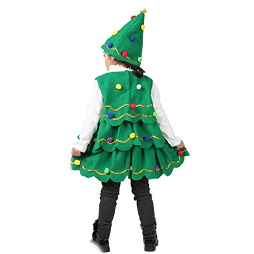 BESTOYARD Disfraz de árbol de Navidad con bola de Navidad para niños pequeños, tamaño 110 cm, 2 unidades (verde)