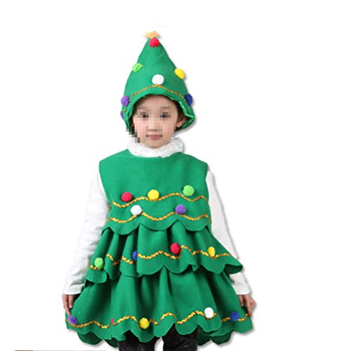 BESTOYARD Disfraz de árbol de Navidad con bola de Navidad para niños pequeños, tamaño 110 cm, 2 unidades (verde)