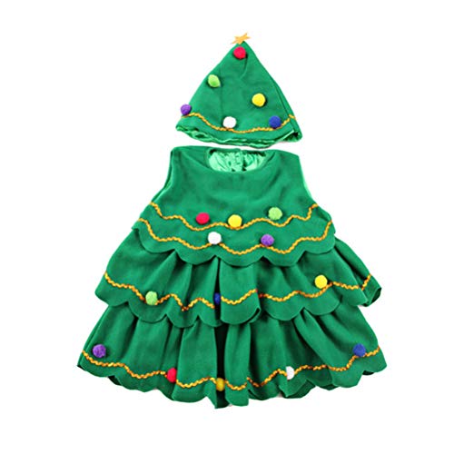 BESTOYARD Disfraz de árbol de Navidad con bola de Navidad para niños pequeños, tamaño 110 cm, 2 unidades (verde)