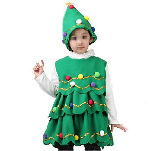 BESTOYARD Disfraz de árbol de Navidad con bola de Navidad para niños pequeños, tamaño 110 cm, 2 unidades (verde)