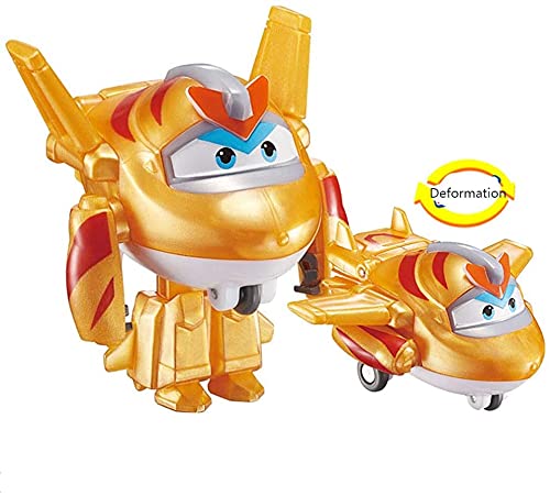 BESTWALED Super Alas Jett Deformación Robots Juguetes De Los Niños Multifunción Super-Robot,Modo Avión Y Robot,Creatividad Set De Juguetes para Niño Y Niña Cumpleaños, W Golden Boy