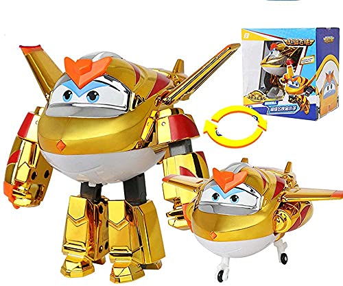 BESTWALED Super Alas Jett Deformación Robots Juguetes De Los Niños Multifunción Super-Robot,Modo Avión Y Robot,Creatividad Set De Juguetes para Niño Y Niña Cumpleaños, W Golden Boy