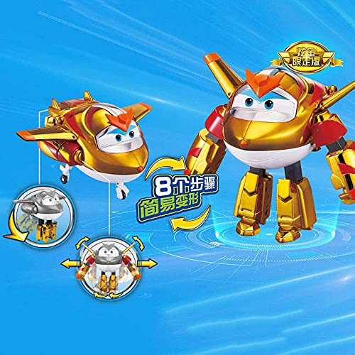 BESTWALED Super Alas Jett Deformación Robots Juguetes De Los Niños Multifunción Super-Robot,Modo Avión Y Robot,Creatividad Set De Juguetes para Niño Y Niña Cumpleaños, W Golden Boy