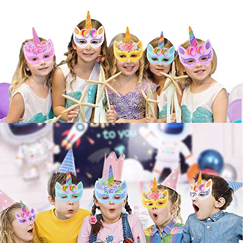 BESTZY 12 Piezas Máscaras de Unicornio, Máscaras para Cumpleaños Unicorn Party, Niños Favores de la Fiesta de Cumpleaños