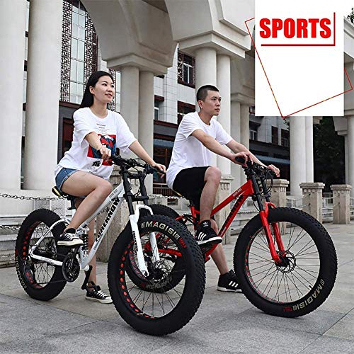 Bicicleta de 26 Pulgadas MTB Top, Fat Wheel Moto/Fat Bike/Fat Tire Bicicleta de montaña, Beach Cruiser Fat Tire Bike Snow Bike Fat Big Tire Bicicleta 21 velocidades Fat Bikes para Adultos,Rojo,26 IN