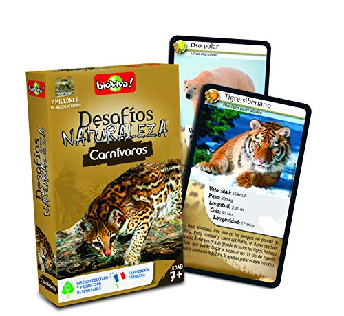 Bioviva- Juego de cartas Desafíos Naturaleza Carnívoros (Asmodee 307) , color/modelo surtido